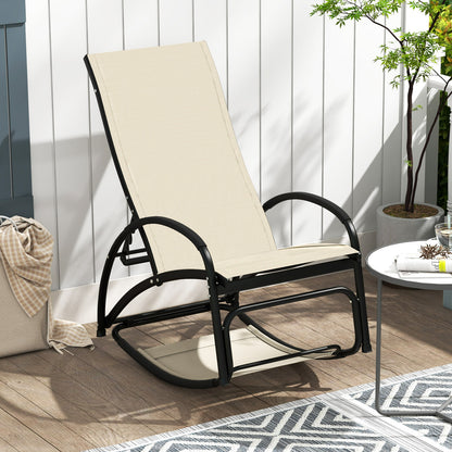 2-in-1 Outdoor Rocking Chair with 4-Position Adjustable Backrest for Patio Porch Poolside, Beige Patio Rocking Chairs & Gliders at Gallery Canada
