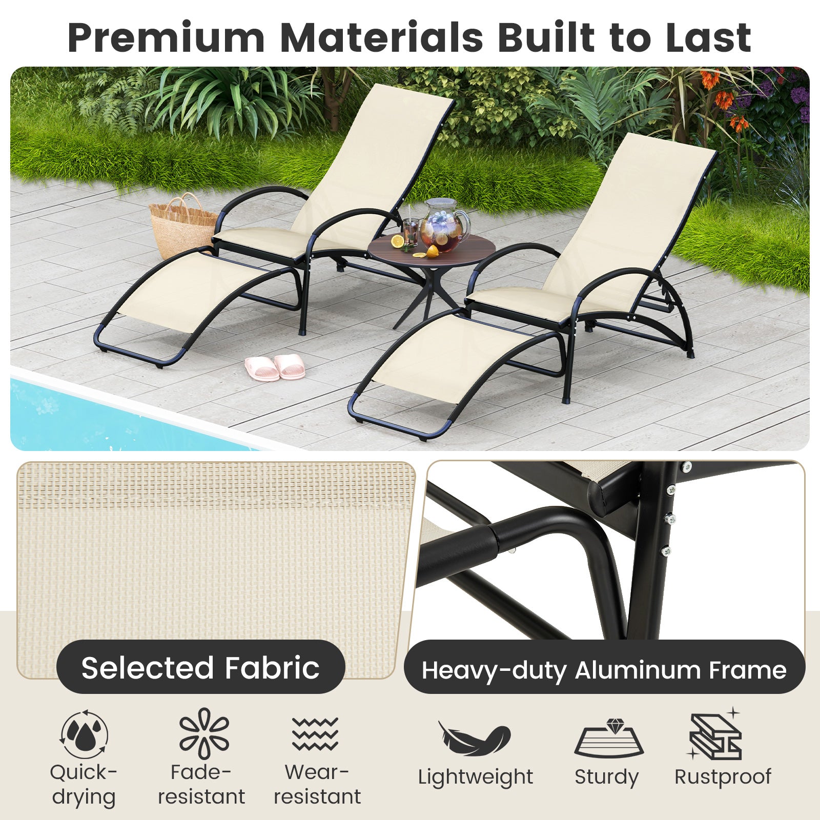 2-in-1 Outdoor Rocking Chair with 4-Position Adjustable Backrest for Patio Porch Poolside, Beige Patio Rocking Chairs & Gliders at Gallery Canada