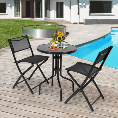 3 Pieces Folding Bistro Table Chairs Set for Indoor and Outdoor, Black Patio Conversation Sets at Gallery Canada