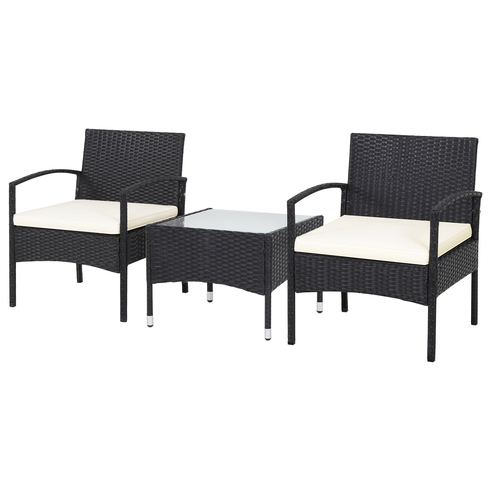3 Pieces Patio Wicker Rattan Furniture Set with Cushion for Lawn Backyard, White Patio Conversation Sets at Gallery Canada
