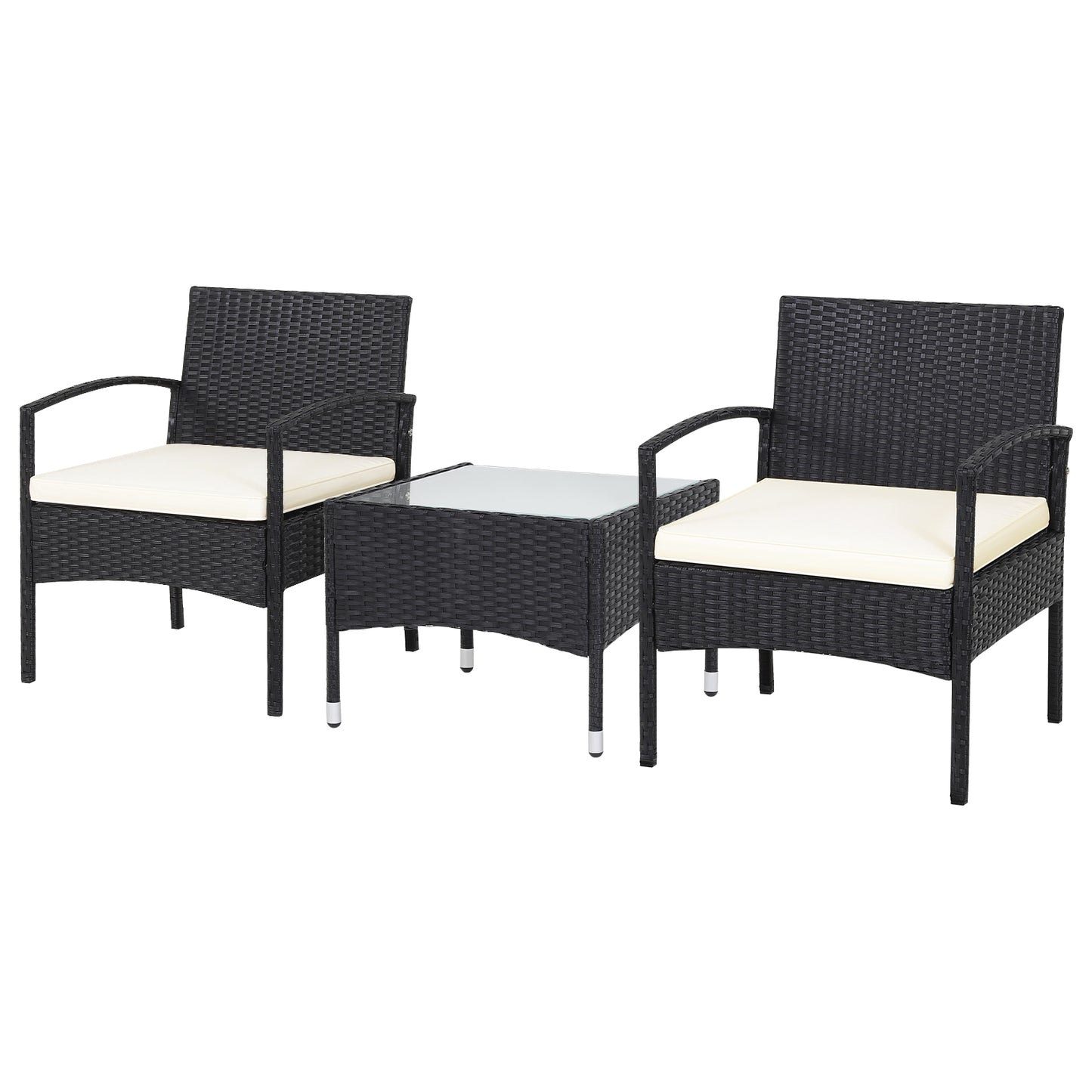 3 Pieces Patio Wicker Rattan Furniture Set with Cushion for Lawn Backyard, White Patio Conversation Sets at Gallery Canada