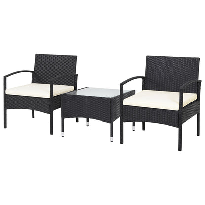 3 Pieces Patio Wicker Rattan Furniture Set with Cushion for Lawn Backyard, White Patio Conversation Sets at Gallery Canada
