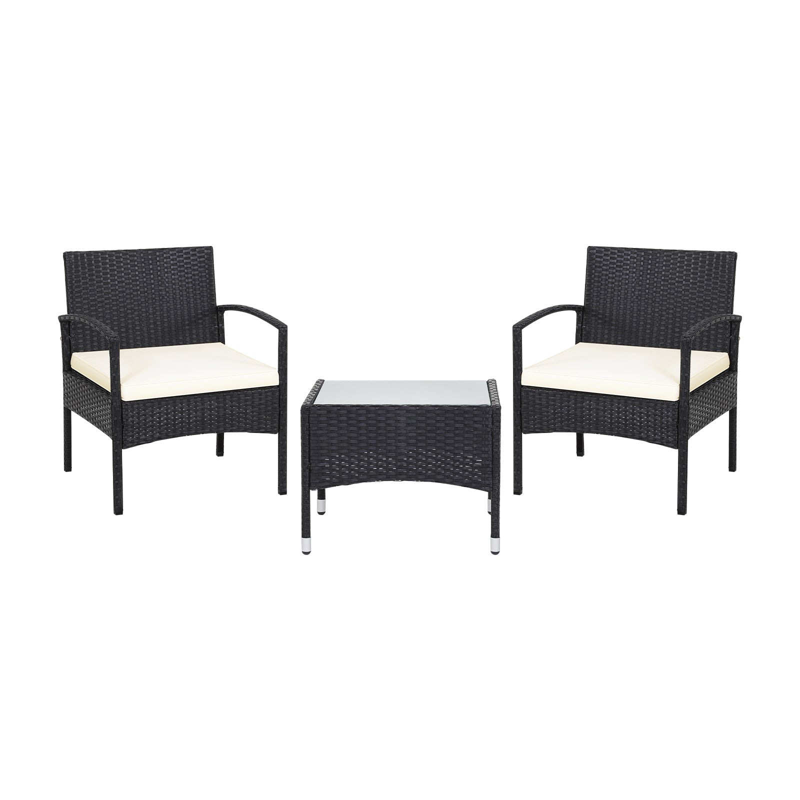 3 Piece Patio Wicker Rattan Furniture Set, With Cushion, White Patio Conversation Sets at Gallery Canada