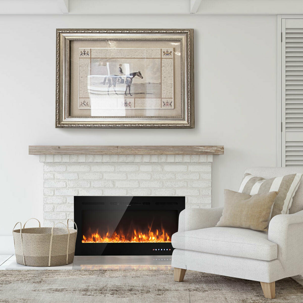 40-Inch Electric Fireplace Recessed with Thermostat, Black Fireplaces at Gallery Canada