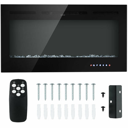 40-Inch Electric Fireplace Recessed with Thermostat, Black Fireplaces at Gallery Canada