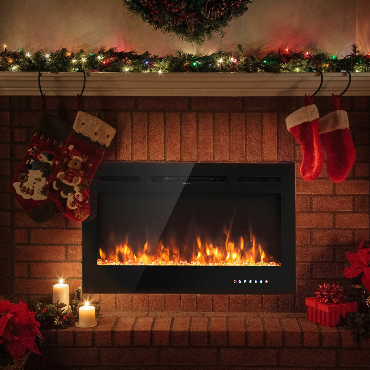 40-Inch Electric Fireplace Recessed with Thermostat, Black Fireplaces at Gallery Canada