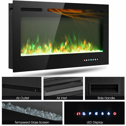 40-Inch Electric Fireplace Recessed with Thermostat, Black Fireplaces at Gallery Canada