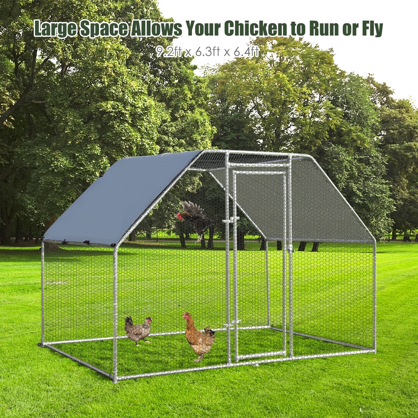 9.5 x 6.5 Feet Large Walk In Chicken Run Cage, Silver Chicken Coops at Gallery Canada