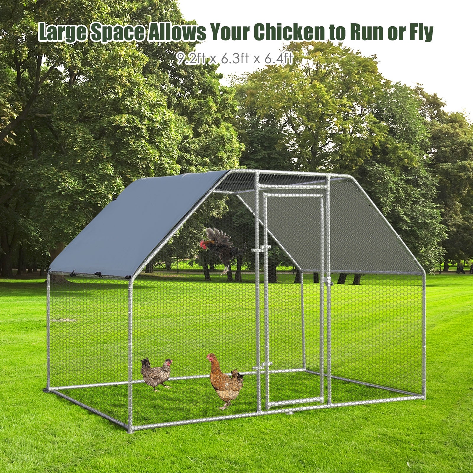 9.5 x 6.5 Feet Large Walk In Chicken Run Cage, Silver Chicken Coops at Gallery Canada