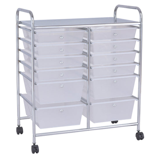 12 Drawer Rolling Cart Organizer, White File Cabinets White at Gallery Canada