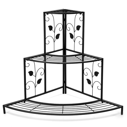 3 Tier Metal Plant Pot Rack, Black Plant Stands Black at Gallery Canada