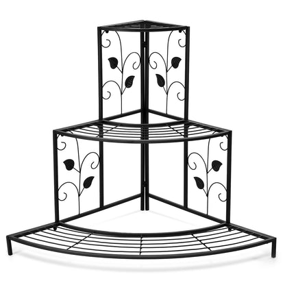 3 Tier Metal Plant Pot Rack, Black Plant Stands Black at Gallery Canada