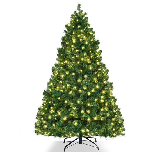 7.5 Ft PVC Artificial Christmas Tree With LED Lights, Green Christmas Tree Green at Gallery Canada