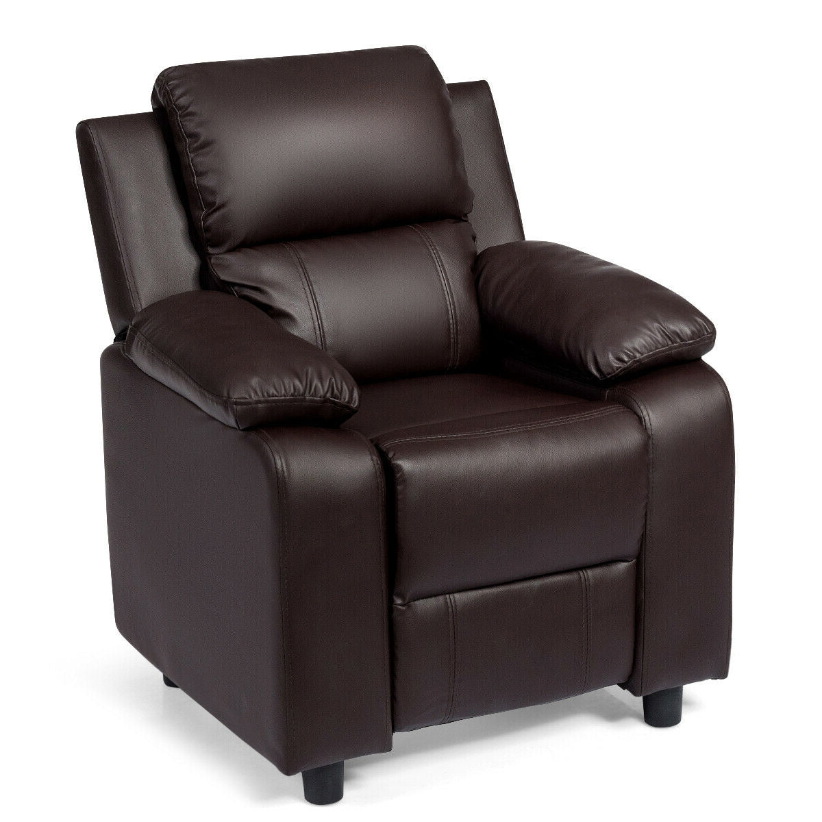 Deluxe Padded Kids Sofa Armchair, Recliner Headrest, Storage Arm, Brown Kids Chairs & Seating at Gallery Canada