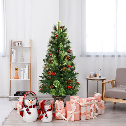 3', 4', 5' LED Christmas Entrance Tree, Red Berries Pine Cones, Green Christmas Tree at Gallery Canada