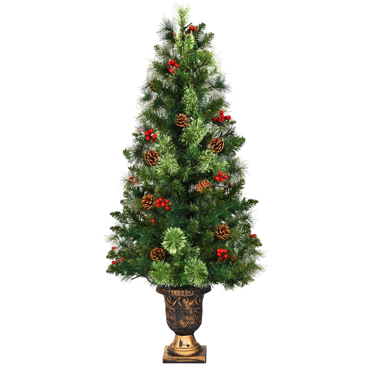 3', 4', 5' LED Christmas Entrance Tree, Red Berries Pine Cones, Green Christmas Tree at Gallery Canada