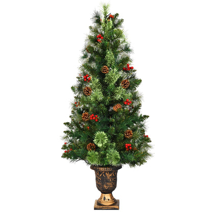 3', 4', 5' LED Christmas Entrance Tree, Red Berries Pine Cones, Green Christmas Tree at Gallery Canada