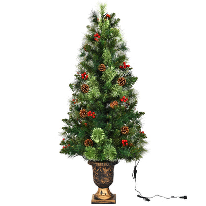3', 4', 5' LED Christmas Entrance Tree, Red Berries Pine Cones, Green Christmas Tree at Gallery Canada