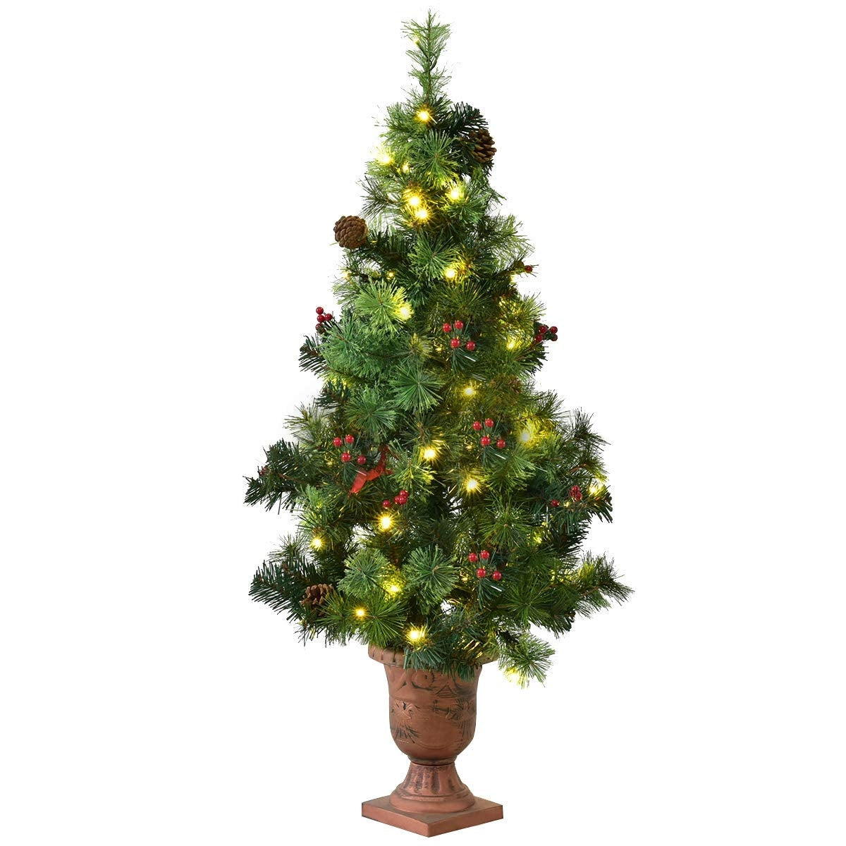3'/4'/5' LED Christmas Entrance Tree w/ Red Berries Pine Cones-4', Green Christmas Tree Green at Gallery Canada