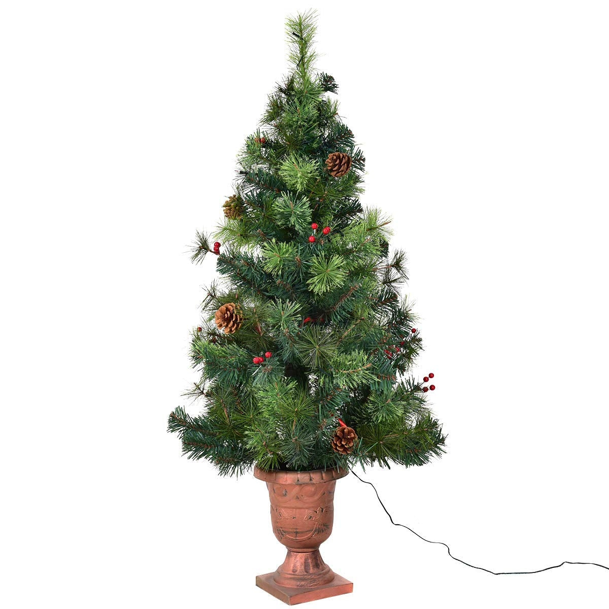 3'/4'/5' LED Christmas Entrance Tree w/ Red Berries Pine Cones-4', Green Christmas Tree at Gallery Canada