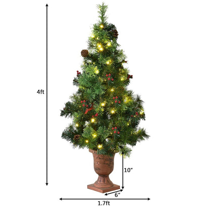3'/4'/5' LED Christmas Entrance Tree w/ Red Berries Pine Cones-4', Green Christmas Tree at Gallery Canada