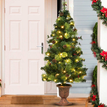 3'/4'/5' LED Christmas Entrance Tree w/ Red Berries Pine Cones-4', Green Christmas Tree at Gallery Canada