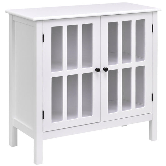Glass Door Sideboard Console Storage Buffet Cabinet, White Sideboards Cabinets & Buffets White at Gallery Canada