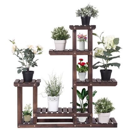 6-Tier Garden Wooden Plant Flower Stand Shelf for Multiple Plants Indoor or Outdoor, Brown Plant Stands at Gallery Canada