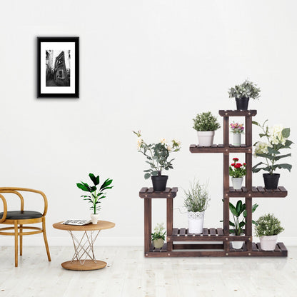6-Tier Garden Wooden Plant Flower Stand Shelf for Multiple Plants Indoor or Outdoor, Brown Plant Stands at Gallery Canada