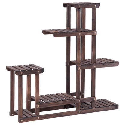 6-Tier Garden Wooden Plant Flower Stand Shelf for Multiple Plants Indoor or Outdoor, Brown Plant Stands Brown at Gallery Canada