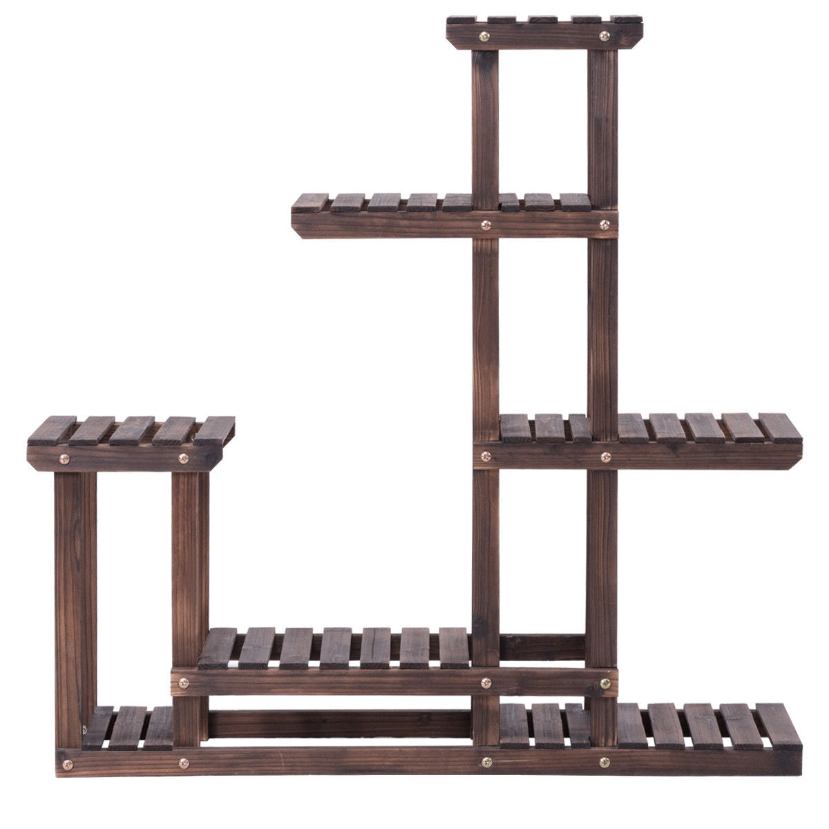 6-Tier Garden Wooden Plant Flower Stand Shelf for Multiple Plants Indoor or Outdoor, Brown Plant Stands at Gallery Canada