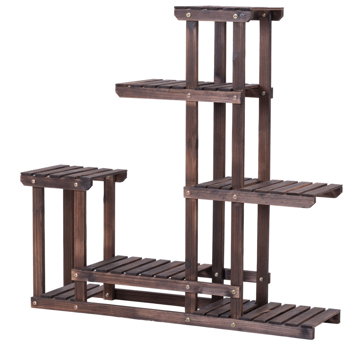 6-Tier Garden Wooden Plant Flower Stand Shelf for Multiple Plants Indoor or Outdoor, Brown Plant Stands at Gallery Canada