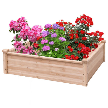 Wooden Square Garden Vegetable Flower Bed, Natural Raised Garden Beds at Gallery Canada