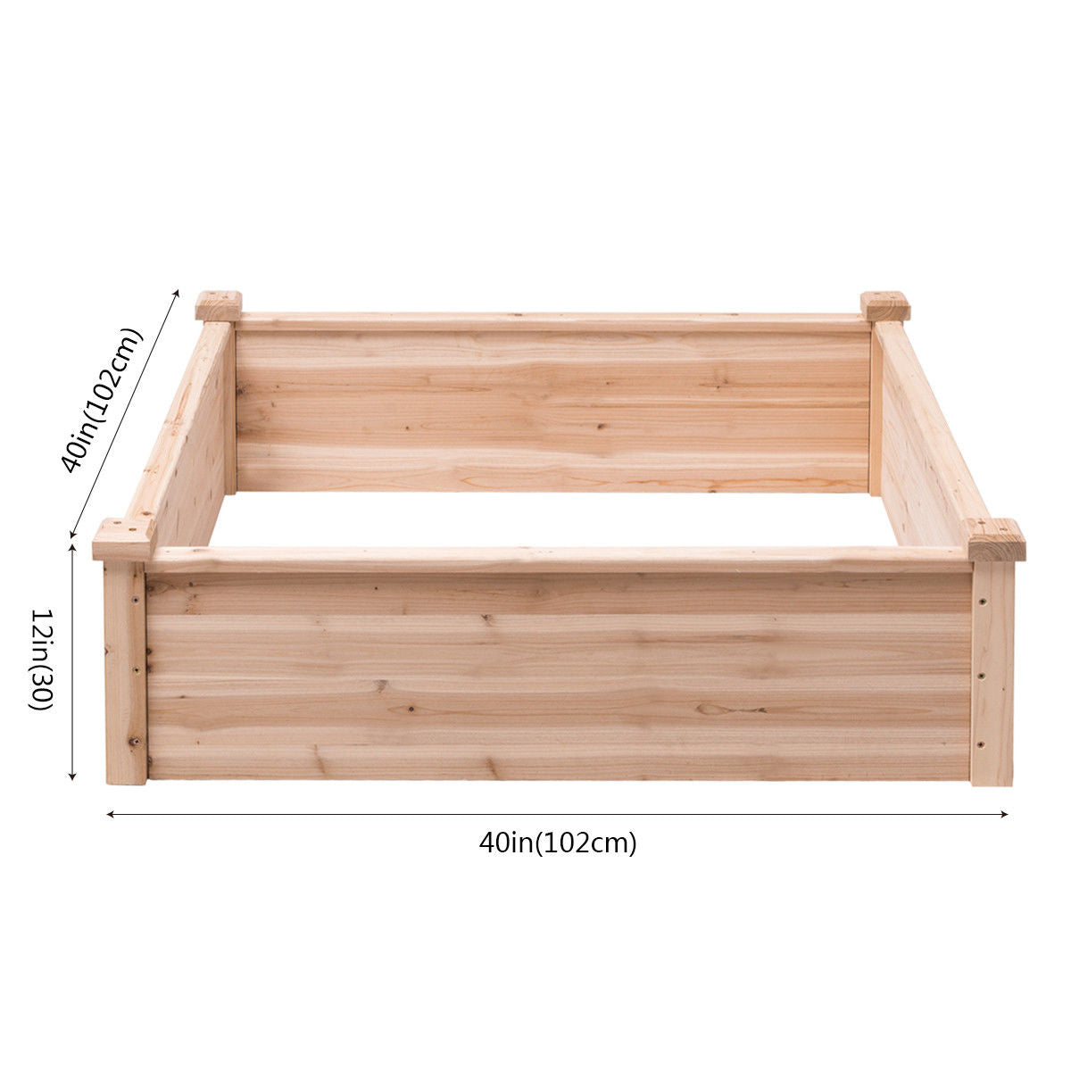 Wooden Square Garden Vegetable Flower Bed, Natural Raised Garden Beds at Gallery Canada