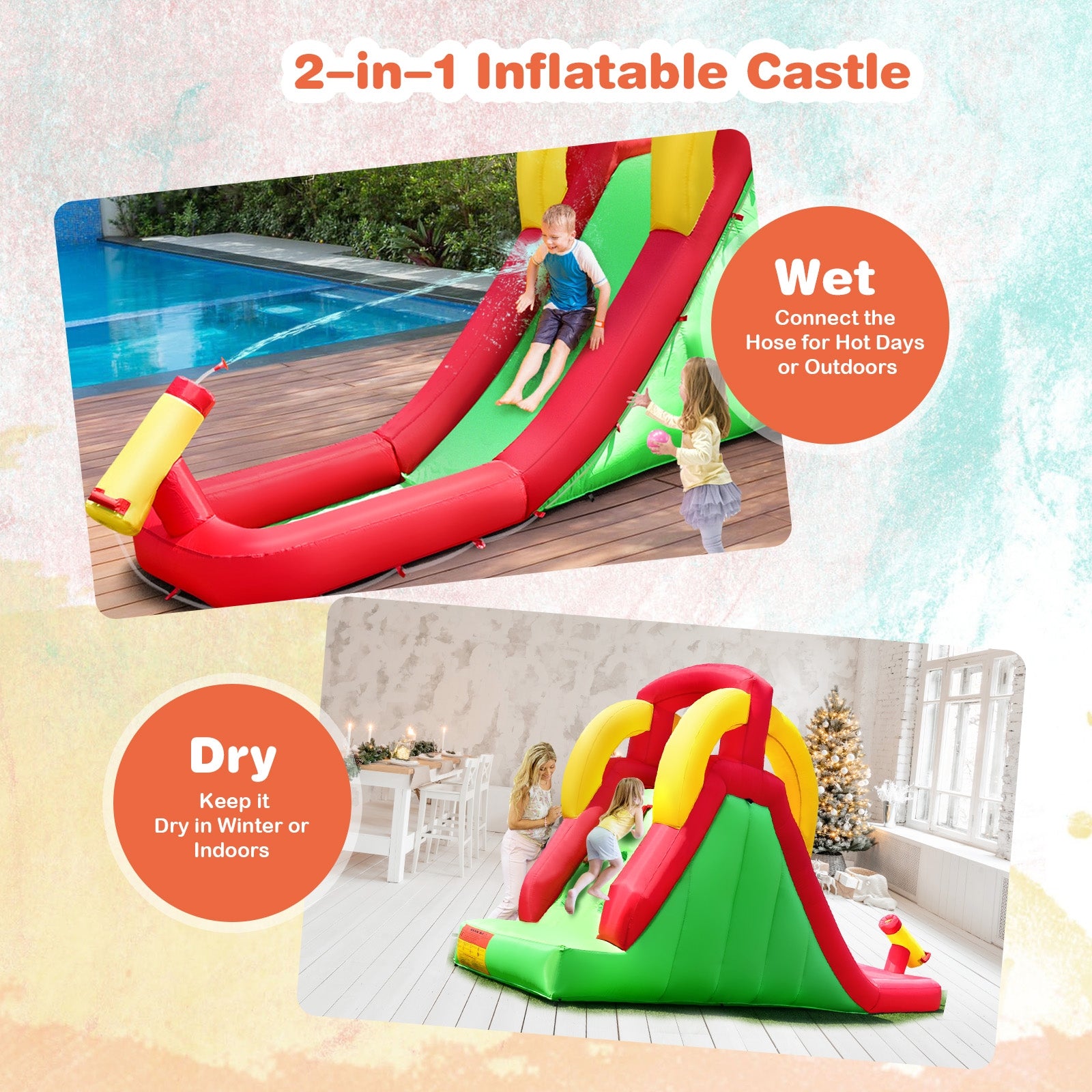 Inflatable Water Slide Bounce House with Climbing Wall and Jumper without Blower Bounce House at Gallery Canada