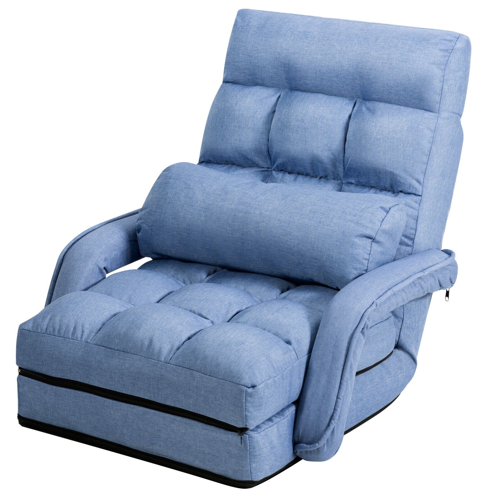 Folding Lazy Floor Chair Sofa with Armrests and Pillow, Blue Floor Chairs at Gallery Canada