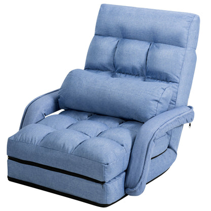 Folding Lazy Floor Chair Sofa with Armrests and Pillow, Blue Floor Chairs at Gallery Canada