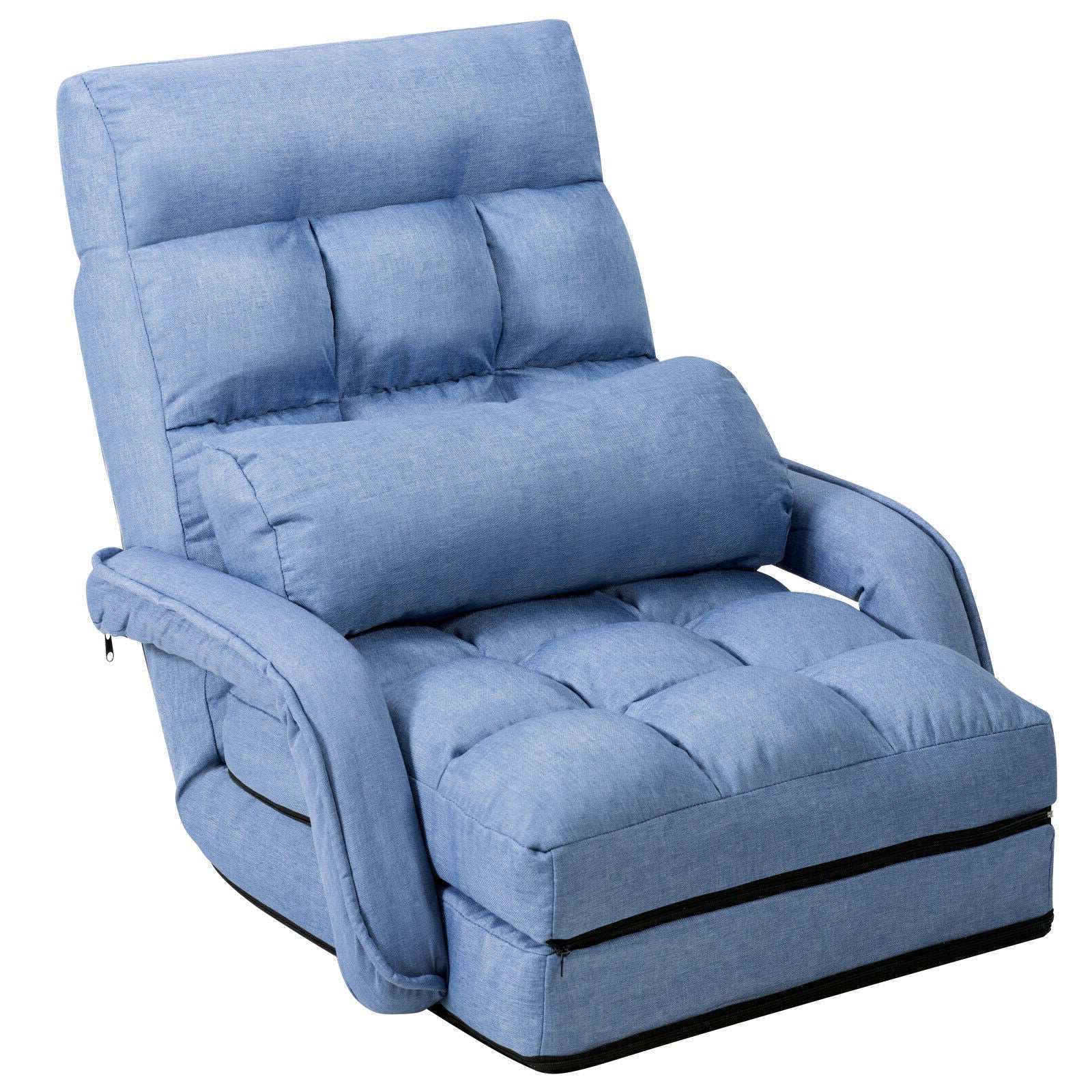 Folding Lazy Floor Chair Sofa with Armrests and Pillow, Blue Floor Chairs at Gallery Canada