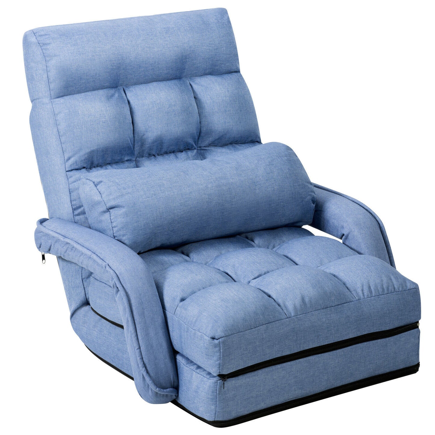 Folding Lazy Floor Chair Sofa with Armrests and Pillow, Blue Floor Chairs at Gallery Canada