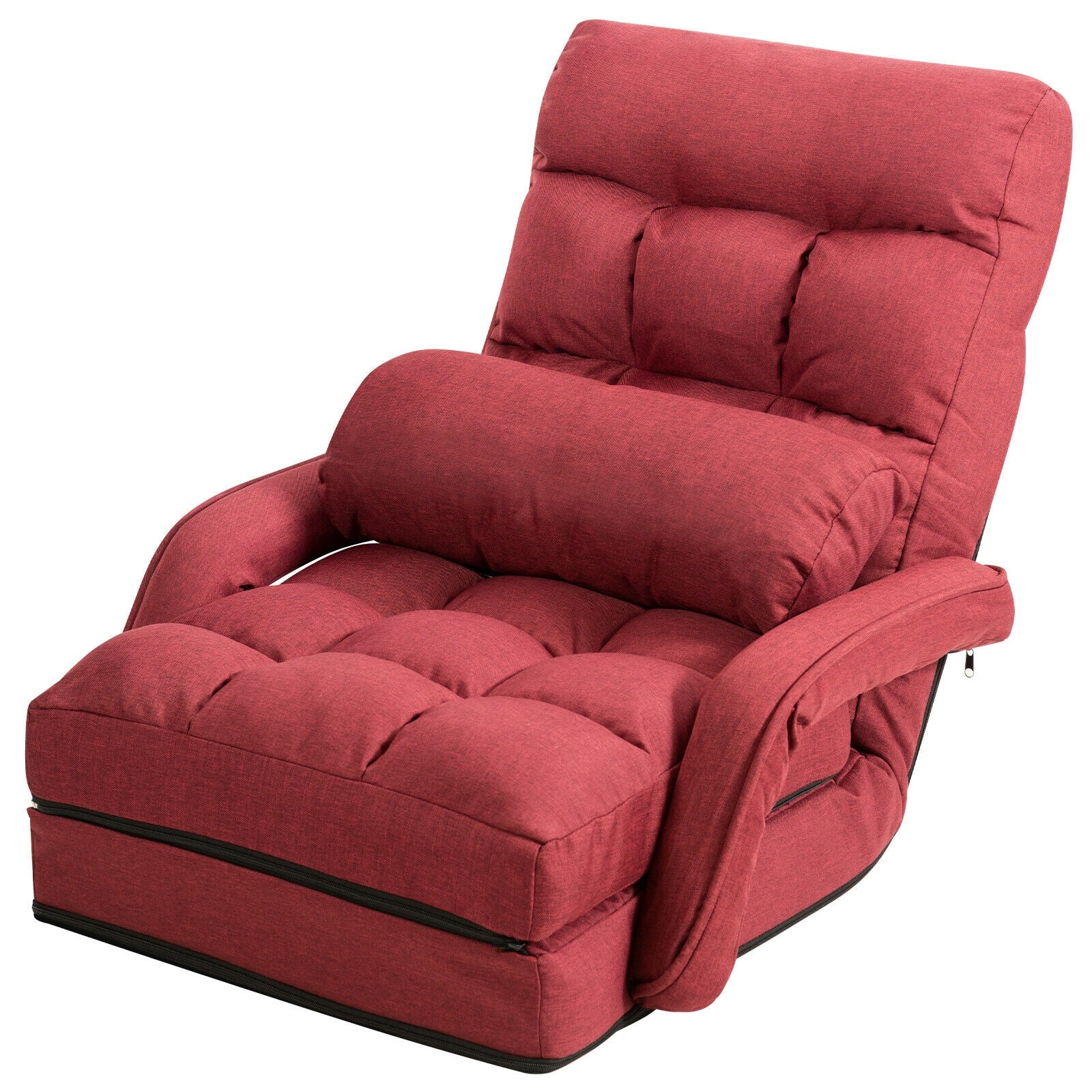 Folding Lazy Floor Chair Sofa With Armrests, Pillow, Red Floor Chairs at Gallery Canada