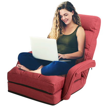 Folding Lazy Floor Chair Sofa With Armrests, Pillow, Red Floor Chairs at Gallery Canada