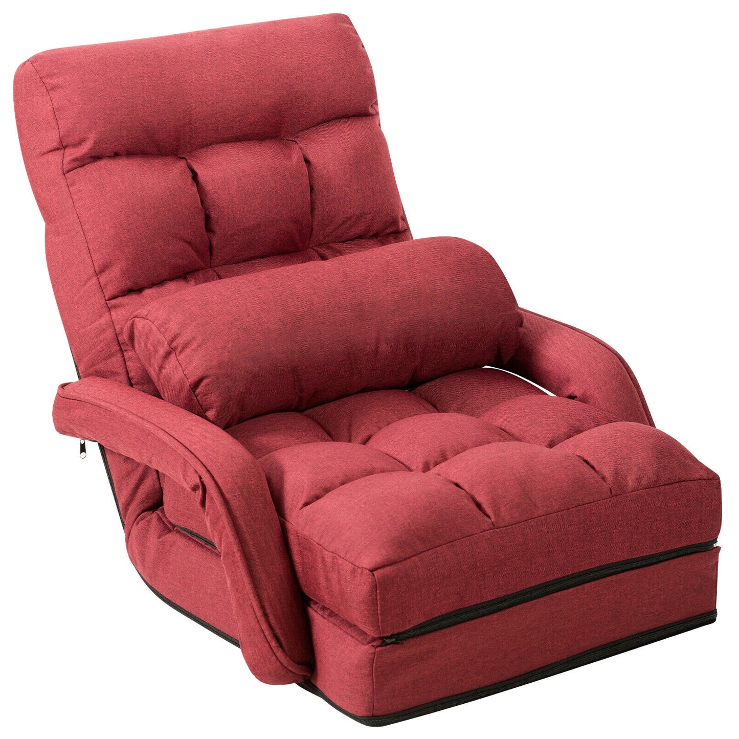 Folding Lazy Floor Chair Sofa With Armrests, Pillow, Red Floor Chairs at Gallery Canada