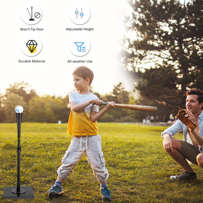 36 Inch Adjustable Heavy Duty Batting Tee for Baseball, Black Sport Equipments at Gallery Canada