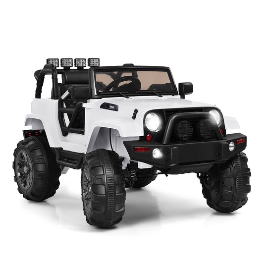 12V Kids Remote Control Truck, LED Lights, White Powered Ride On Toys White at Gallery Canada