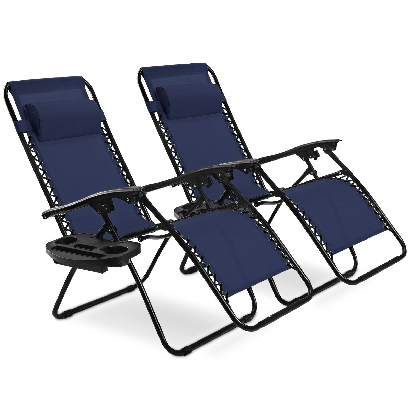 2 Pieces Folding Lounge Chair with Zero Gravity, Navy Beach & Lawn Chairs at Gallery Canada