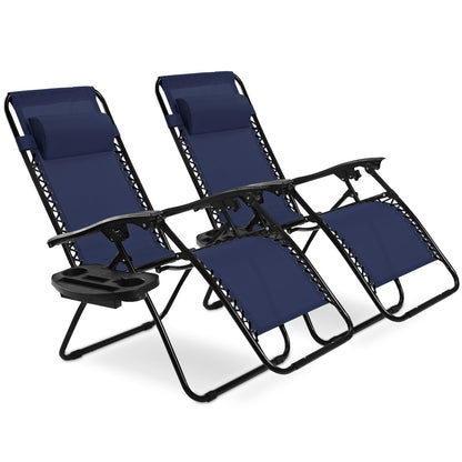 Folding Lounge Chair, Zero Gravity, Navy