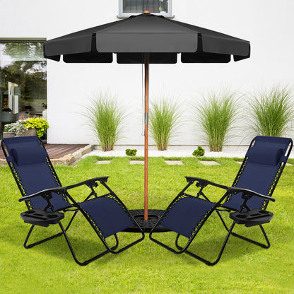 2 Pieces Folding Lounge Chair with Zero Gravity, Navy Beach & Lawn Chairs at Gallery Canada