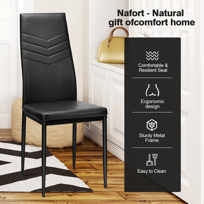 Set of 4 High Back Dining Chairs with PVC Leather and Non-Slip Feet Pads, Black Dining Chairs at Gallery Canada