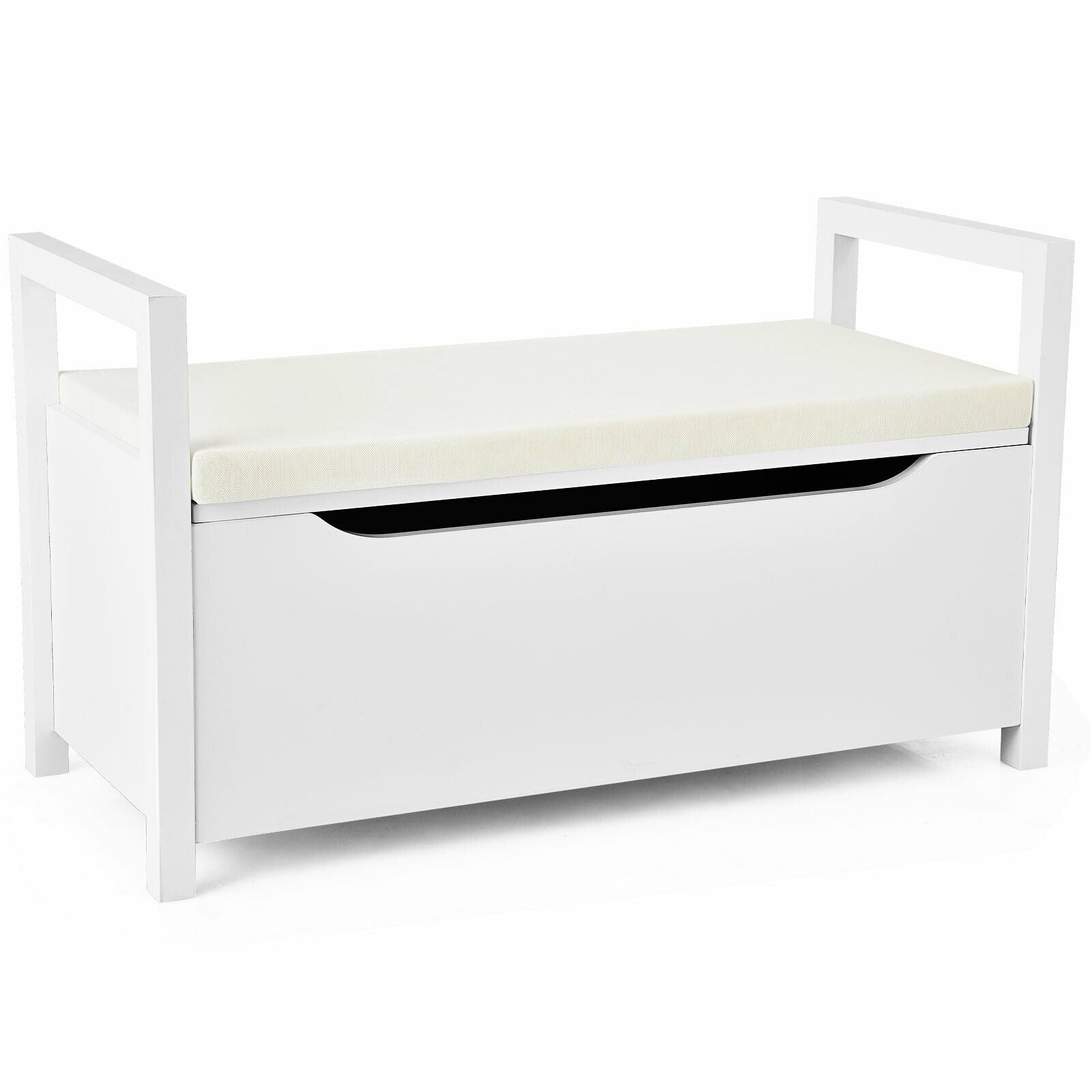34.5 ×15.5 ×19.5 Inch Shoe Storage Bench with Cushion Seat for Entryway, White Shoe Racks & Storage Benches at Gallery Canada