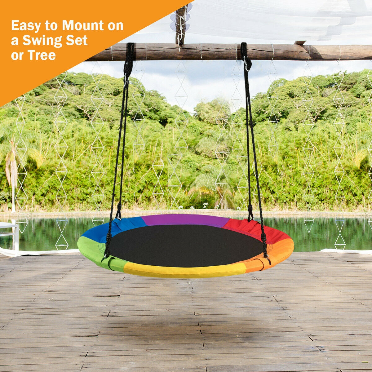 40 Inch Flying Saucer Tree Swing Outdoor Play for Kids, Multicolor Swing & Playsets at Gallery Canada